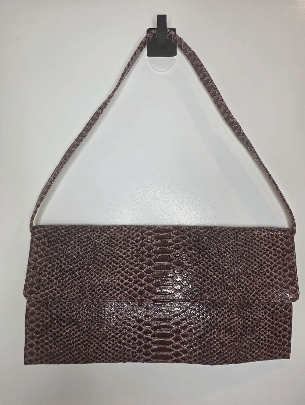 Women’s Ox Blood Faux Snake-Embossed Shoulder Bag/ Clutch